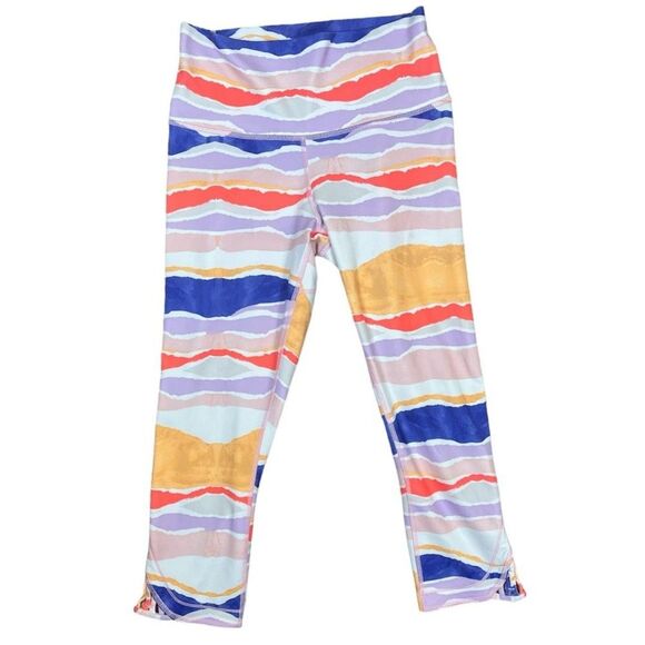 Lululemon True Self Crop Leggings Bleacher Stripe White Iris Flower size 6 - Picture 3 of 9